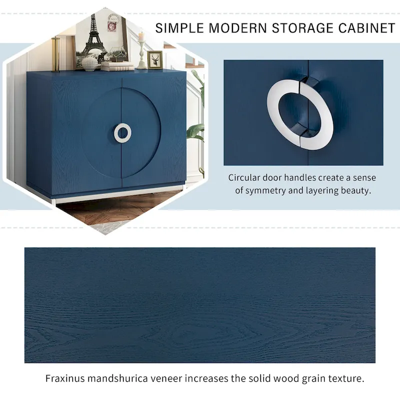 Simple Storage Cabinet Accent Cabinet with Solid Wood Veneer