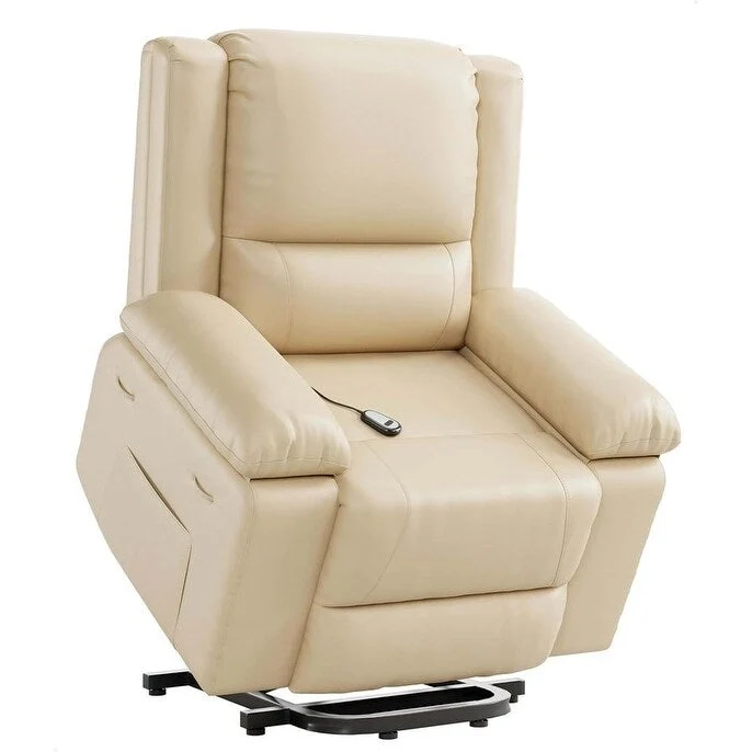 Faux Leather Power Lift Recliner, Heat & Massage, 1-Person �� Cognac / Coffee / Tan / Grey / Beige