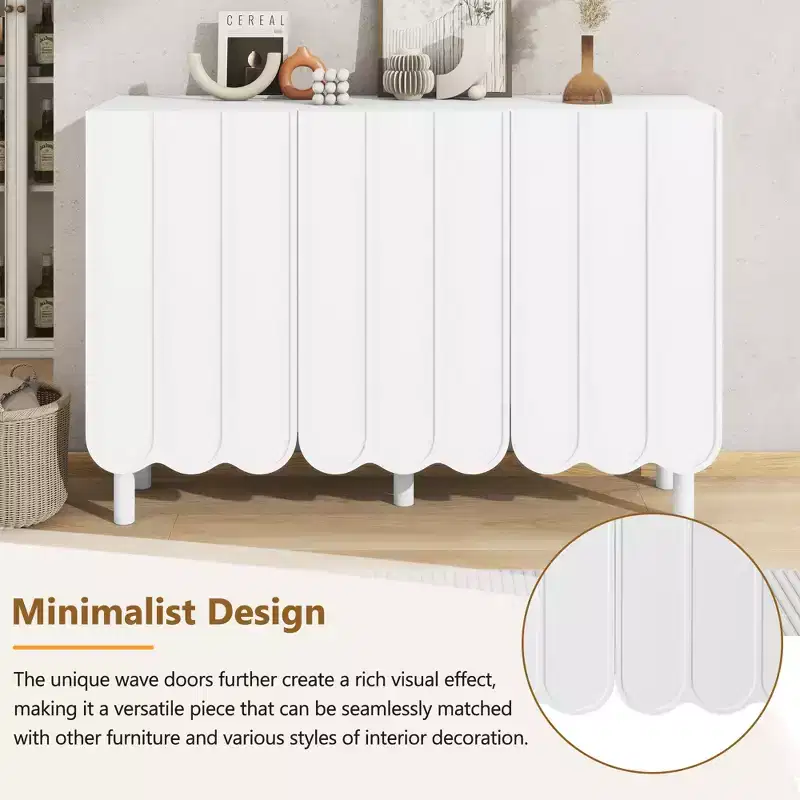 Minimalist Shoe Cabinet with Wave Doors and Adjustable Shelves