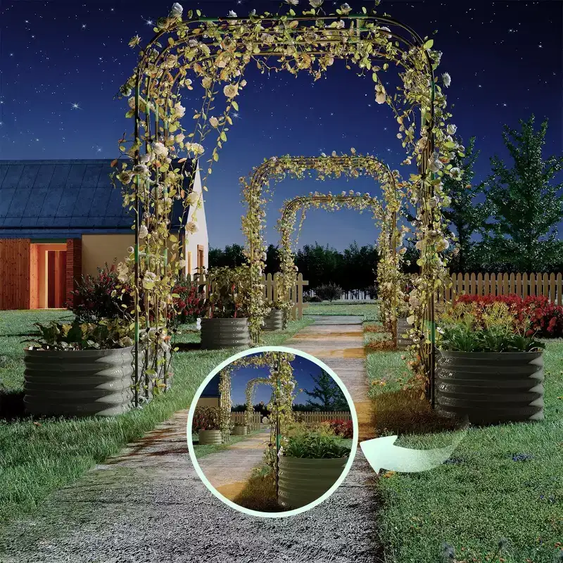COZONY 96 Trellis Galvanized Raised Garden Bed, Vertical Planter Box, with Expandable Arch & Accessories
