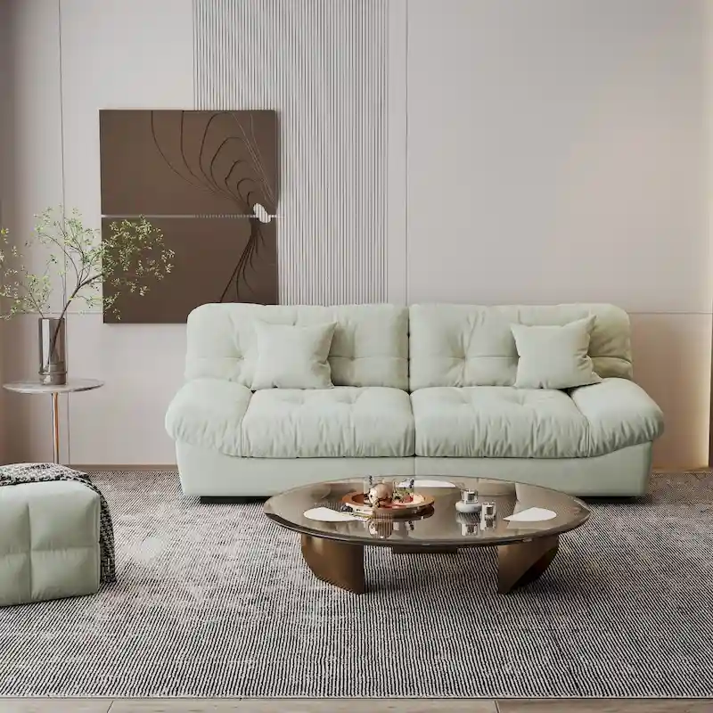 Modern Sanded Velvet Cloud Loveseat Sofa Sectional Couch for Living Room
