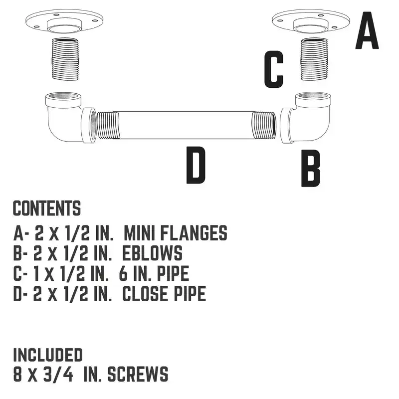 Pipe Decor 1/2 in. Barn Door Handle - Mini Flange - 9.875 L