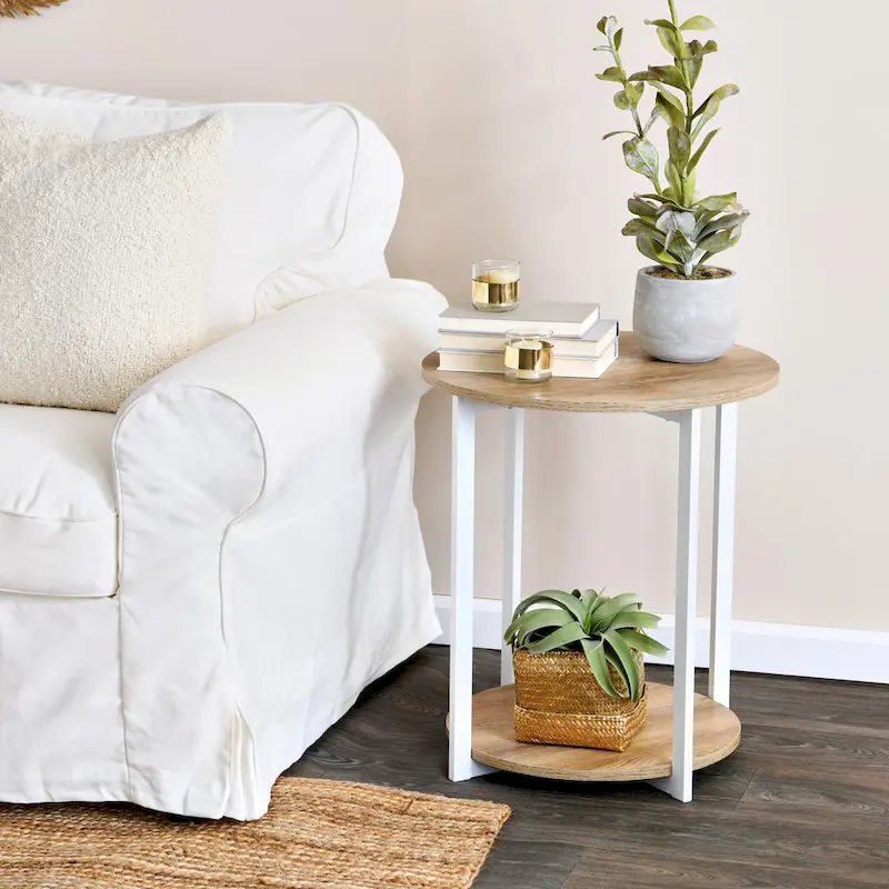 Household Essentials Side End Table with Storage Shelf