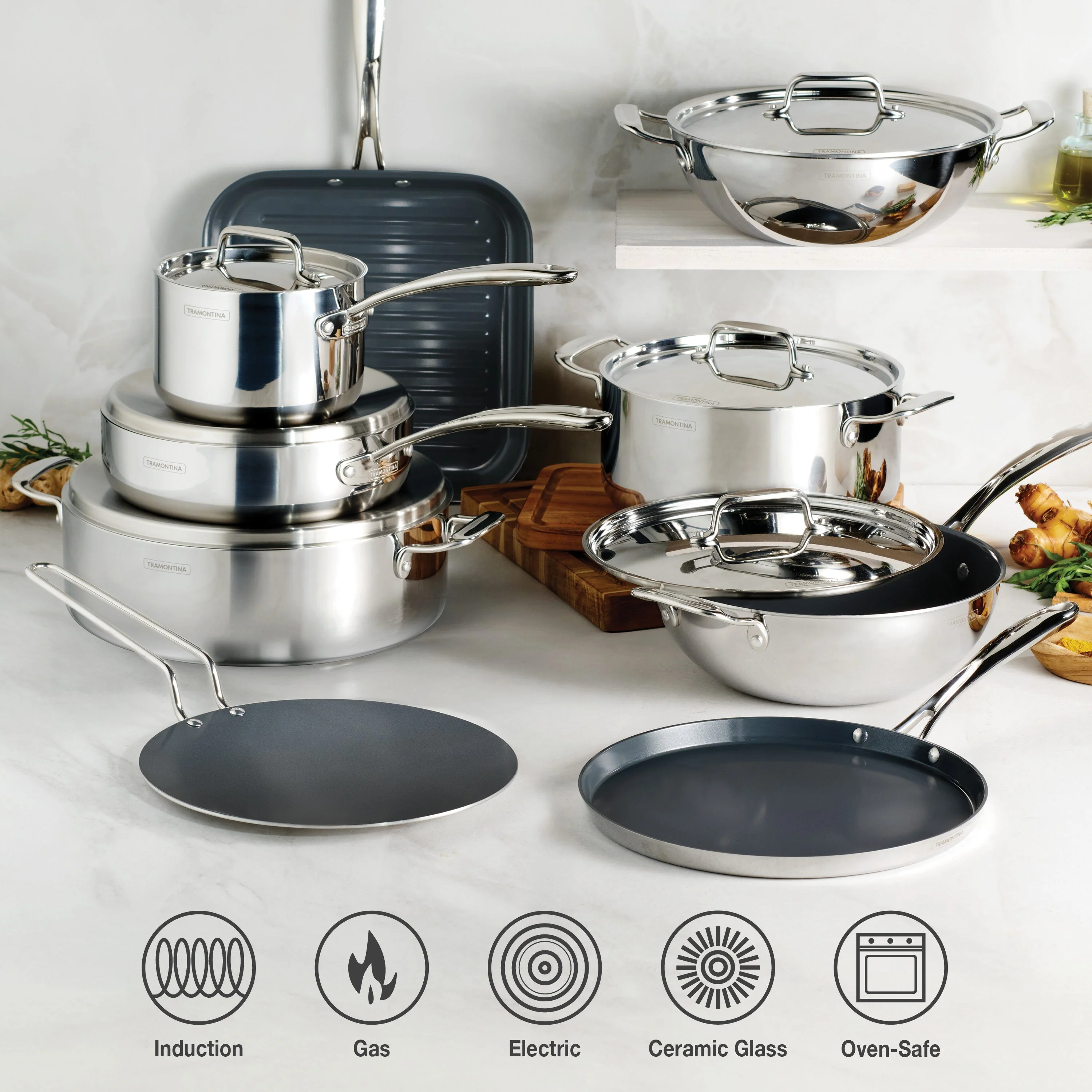 Tri-Ply Clad Covered Casserole with Ceramic Interior