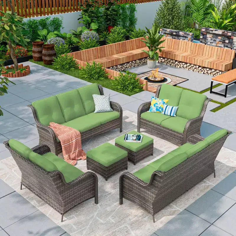 UPTIOT 6 Pieces Outdoor Wicker Sectional Sofa