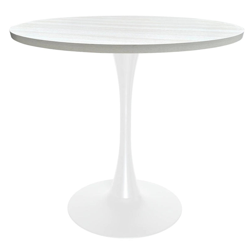 36 in. Round Dining Table for 4 with MDF Top and White Iron Base
