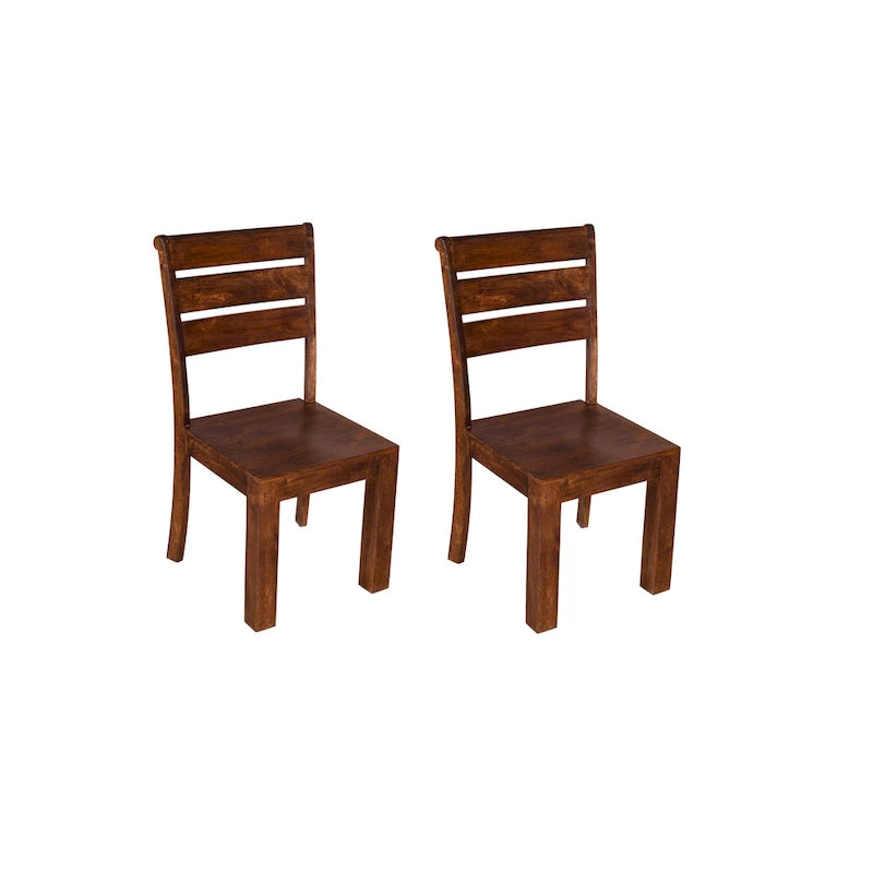 Solid Mango Wood Dining Chairs, Set of 2