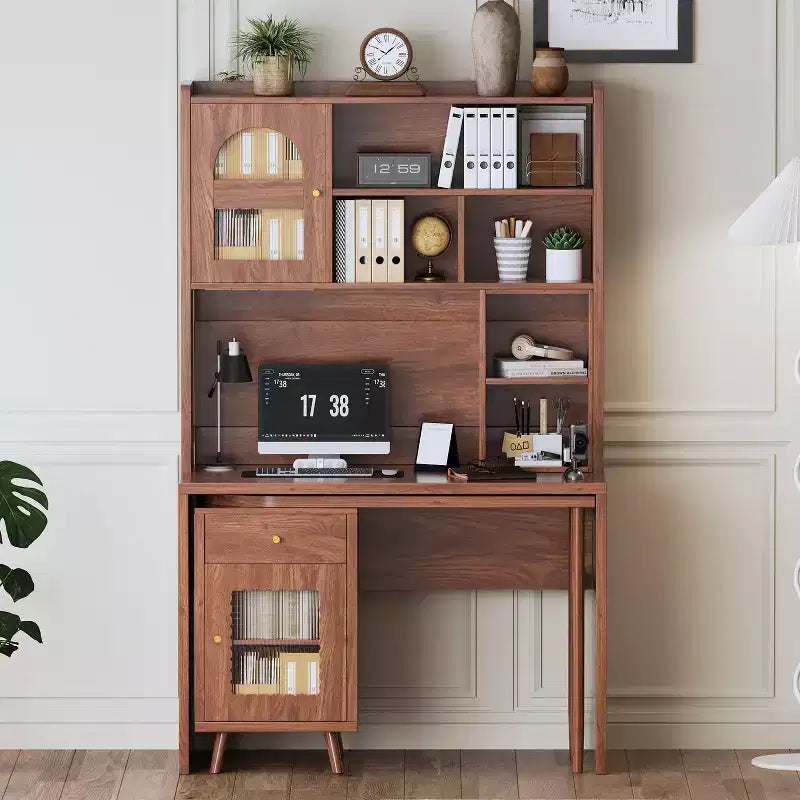 Okak Modern Home Office Wooden Computer Desk with Desktop/Chair & Bookshelf,Teens Student Storage Writing Desk for Study,Office