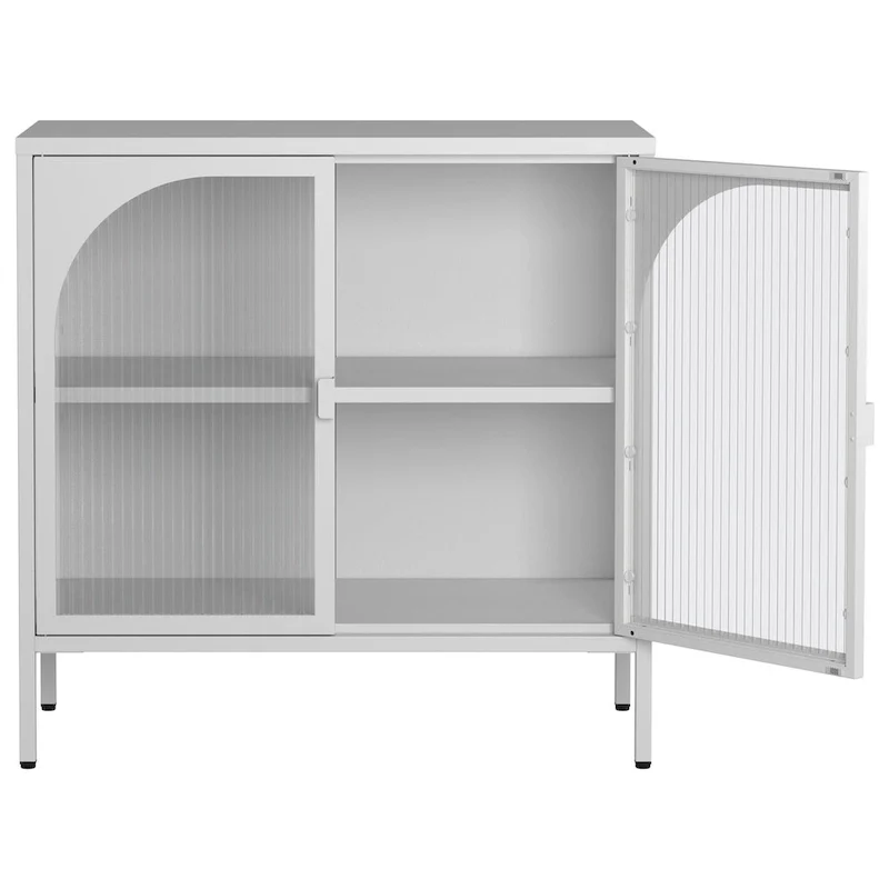 Metal Sideboard Cabinet with 2 Glass Doors and Adjustable Shelves
