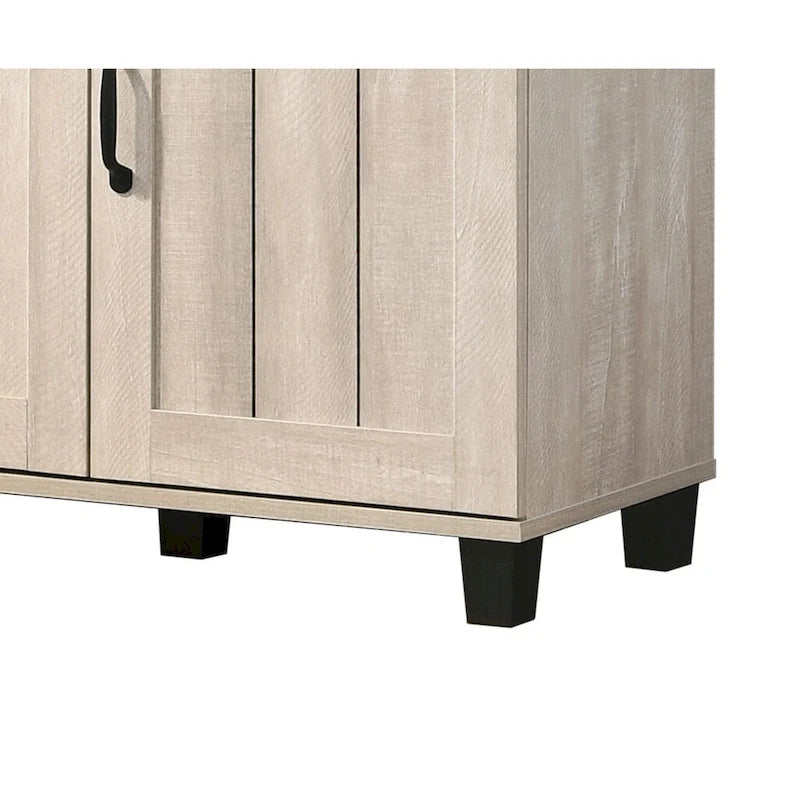 45-Inch 3-Door Shoe Cabinet – Brown / Grey, Modern Style, 6 Adjustable Shelves
