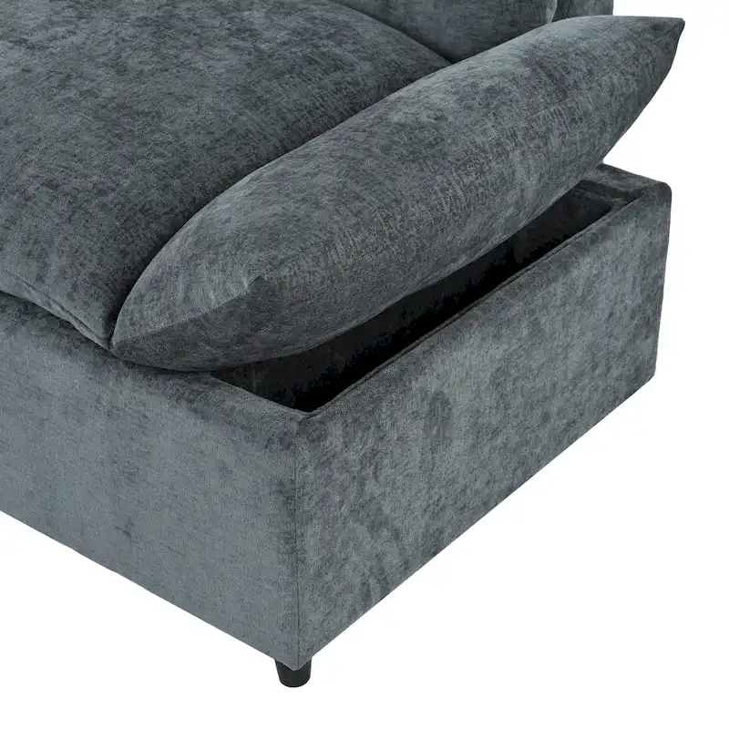 Christopher Knight Home - Harper 115 Modular Upholstery Sectional Sofa with Plush Cushions and Hidden Storage Compartments