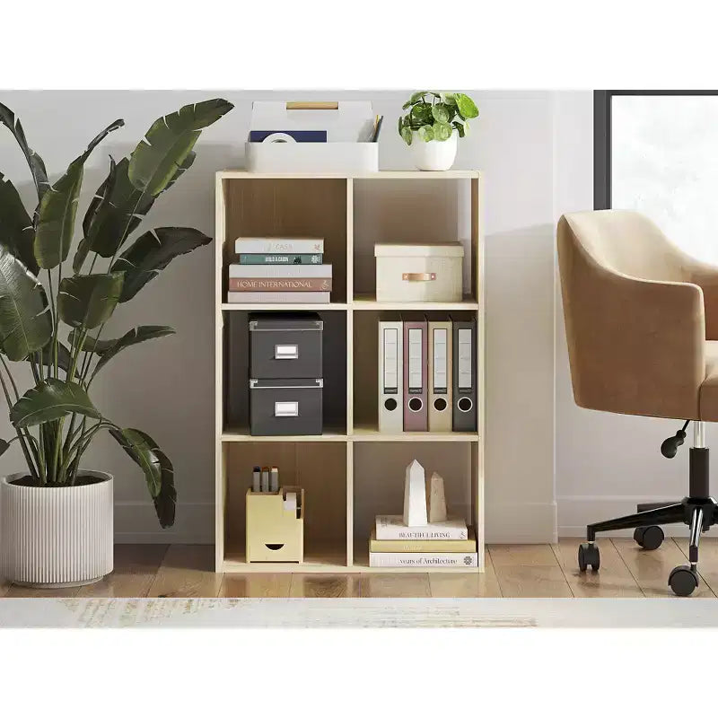 6-Cube Open Storage Organizer Bookcase, Versatile Display Unit for Home Organization, Wood Laminate
