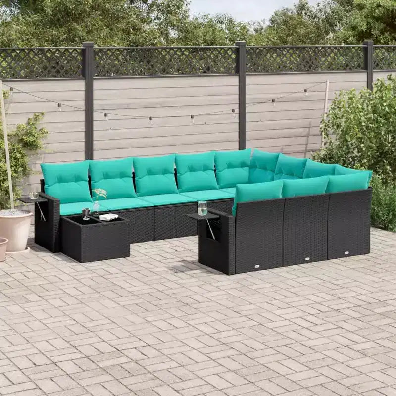 vidaXL 11 Piece Garden Sofa Set with Cushions Grey Poly Rattan