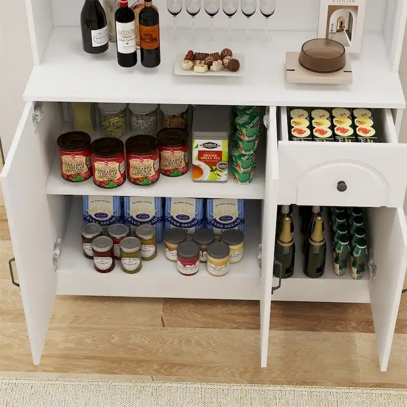Kitchen Pantry Storage Cabinet with Microwave Oven Countertop