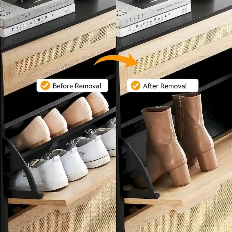 Rattan Shoe Cabinet for Entryway