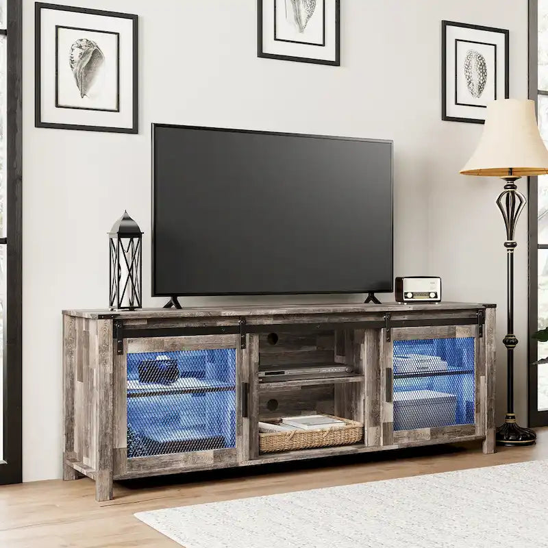 3-Sided Glass Electric Fireplace Insert – Gray & Blue Light / Black, Freestanding or Insert, 18 or 36 Inch