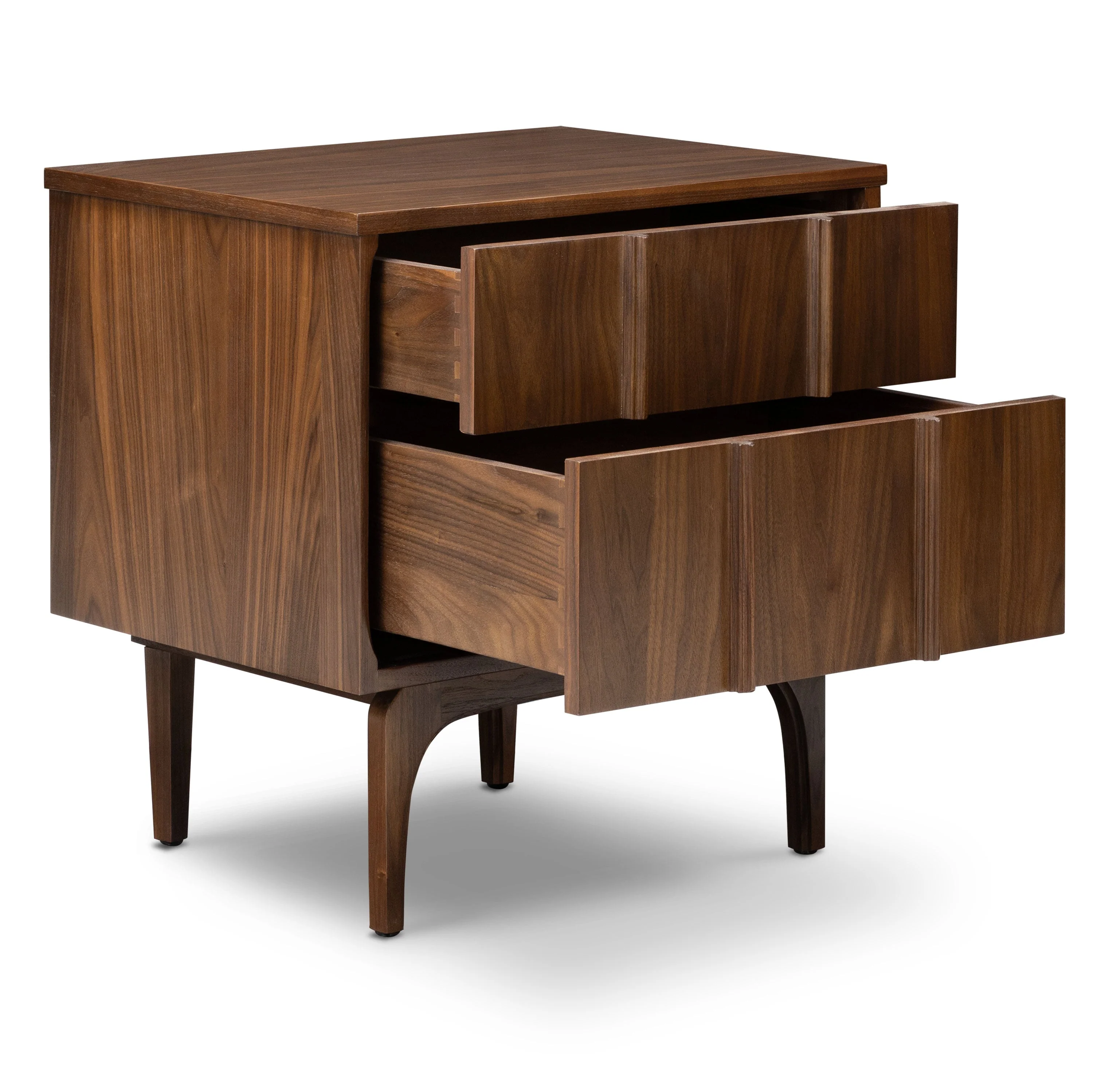 Mid-Century Modern Walnut Walnut Wood Nightstand with Solid Walnut