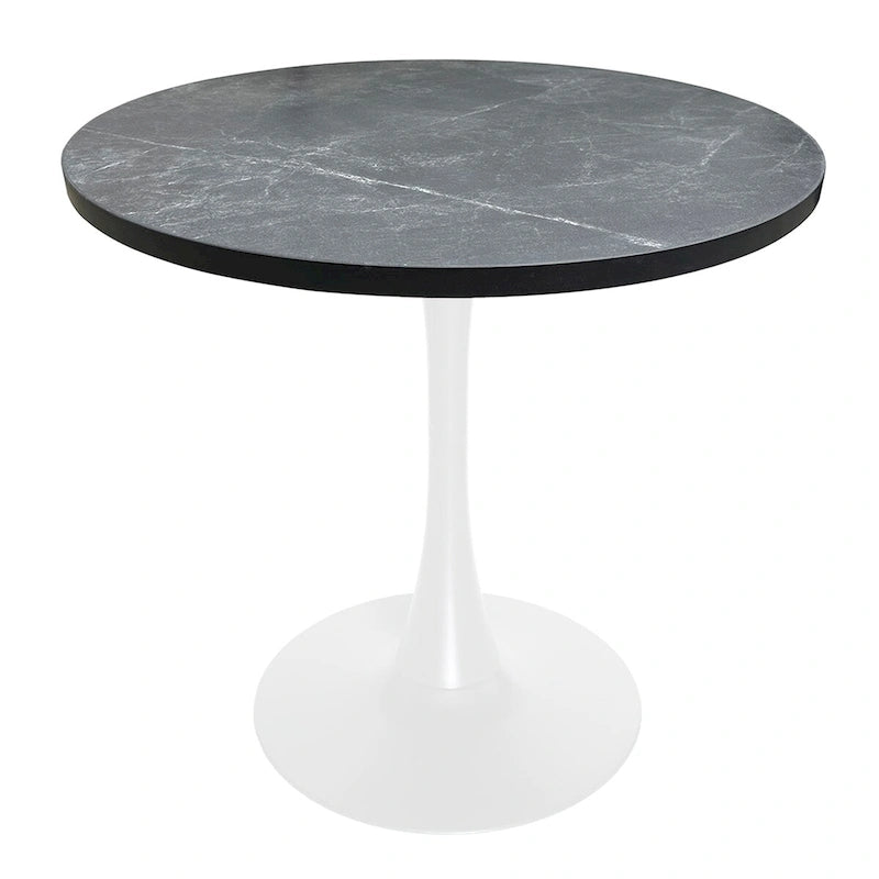 36 in. Round Dining Table for 4 with MDF Top and White Iron Base