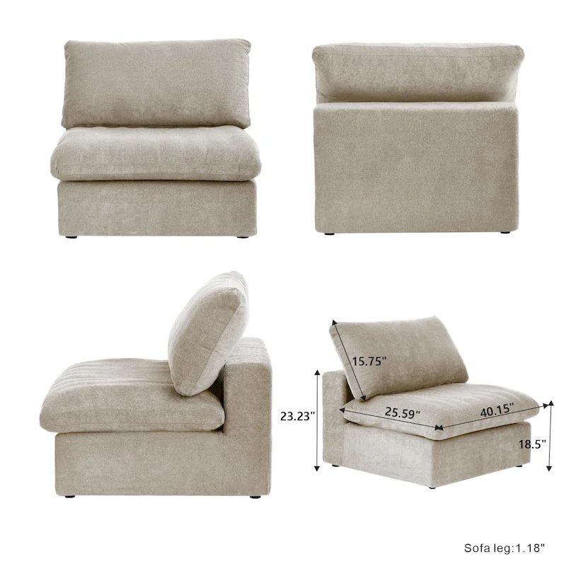 Large Down Filled Corner Sectional Sofa Couch with Ottoman for Living Room Set