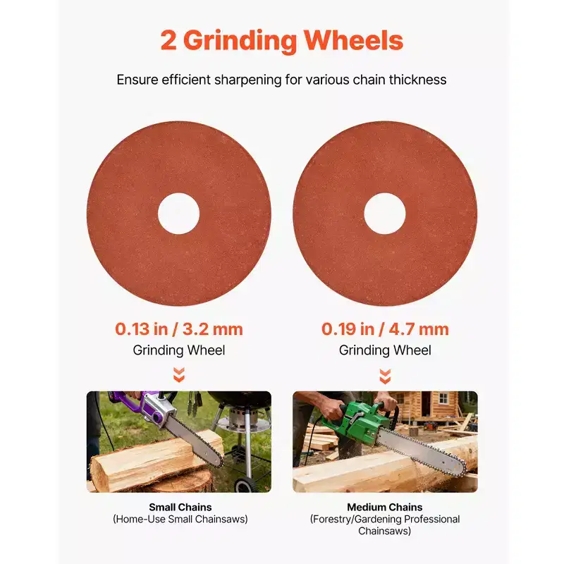 VEVOR Electric Chainsaw Sharpener, 85W Bench Saw Chain Sharpener 5000RPM, Professional Chainsaw Sharpening Tool with 2 Grinding Wheels, Orange&Black