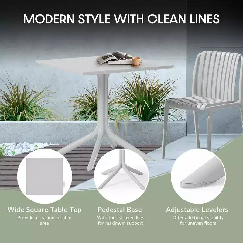 WestinTrends Playa 5-Piece Outdoor Resin Square Patio Dining Table Set with Stackable Patio Dining Chairs