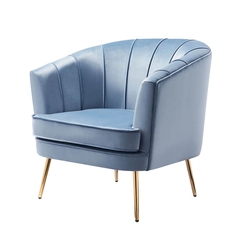Contemporary Upholstered Accent Chair – Blue / Pink / Orange / Lilac / Green / Purple, Mid-Century Style, Seats 1