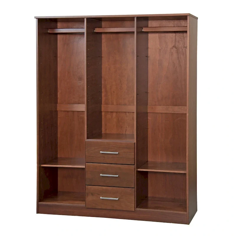 3-Door Solid Pine Wood Wardrobe Armoire, 72