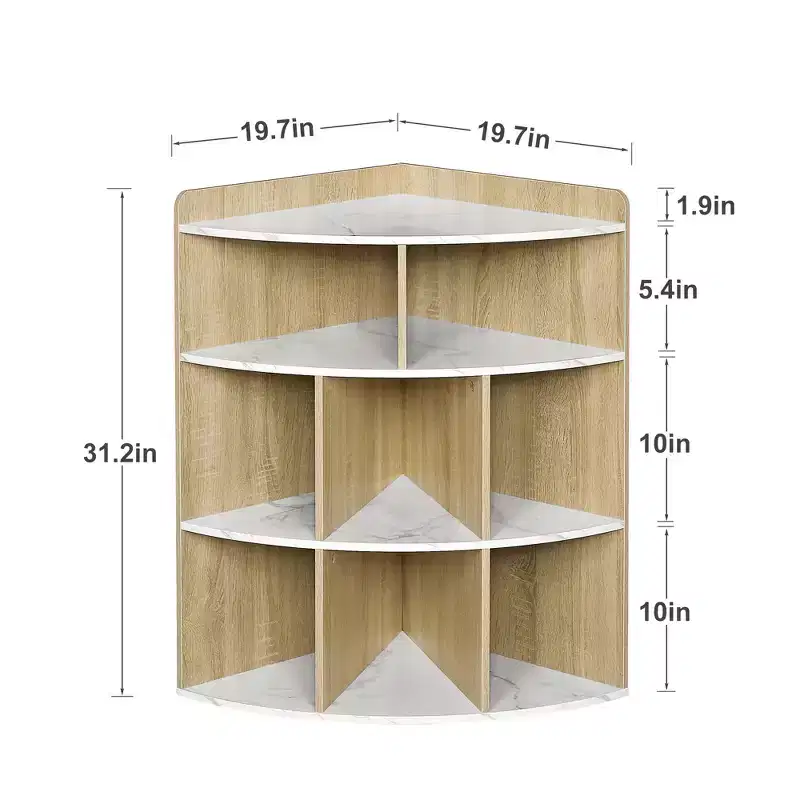VECELO Corner Cabinet, 3-Tier Cube Storage Organizer, Triangle Bookcases with 8 Cubbies