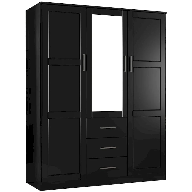 3-Door Solid Pine Wood Wardrobe Armoire, 72