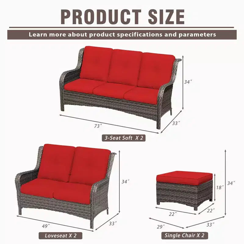UPTIOT 6 Pieces Outdoor Wicker Sectional Sofa