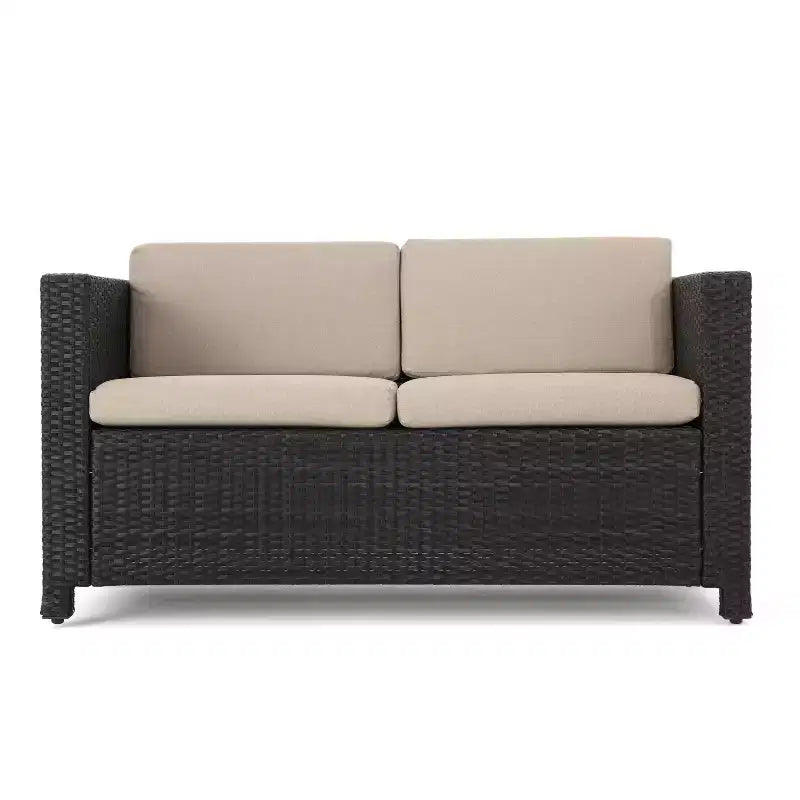 Christopher Knight Home Puerta Outdoor Wicker 4 Seater Chat Set with Cushions