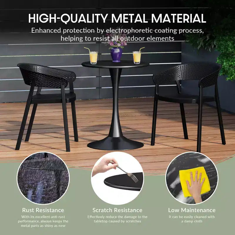 WestinTrends Playa 5-Piece Outdoor Metal Patio Dining Table Set With Stackable Patio Chairs