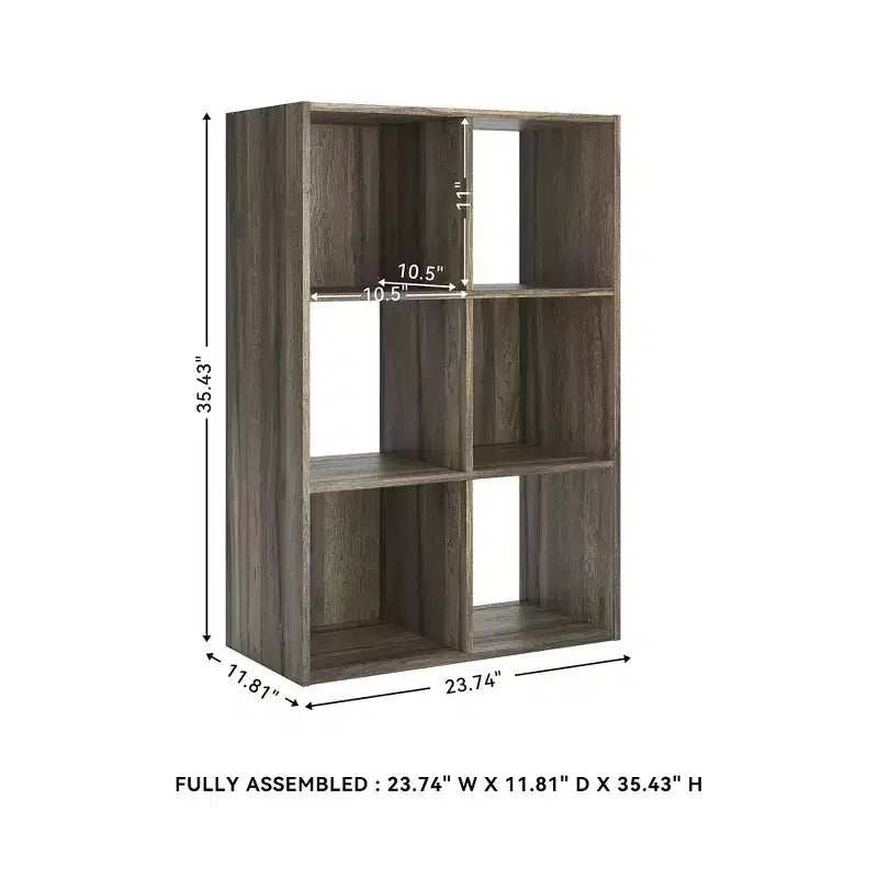 6-Cube Open Storage Organizer Bookcase, Versatile Display Unit for Home Organization, Wood Laminate