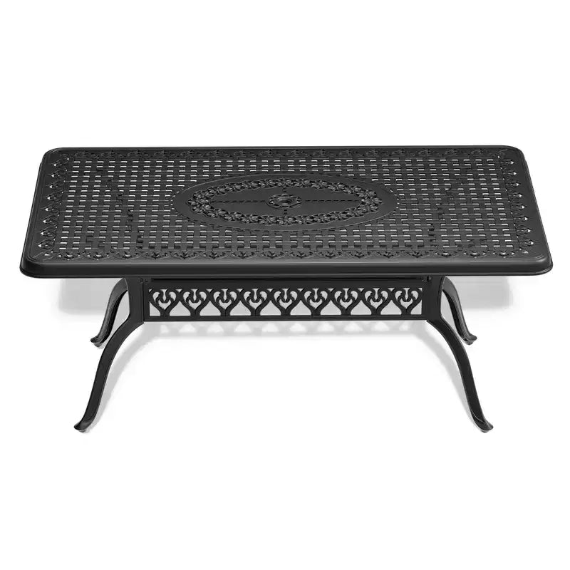 5-Piece Rectangular Cast Aluminum Patio Dining Set for Outdoor Backyard Garden Deck Poolside with Cushions