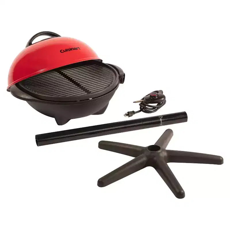Cuisinart CEG-115: Red Electric Outdoor Grill, Portable, Non-Stick, Steel Grates, 4094 BTU, 240 Sq. In. Cooking Area