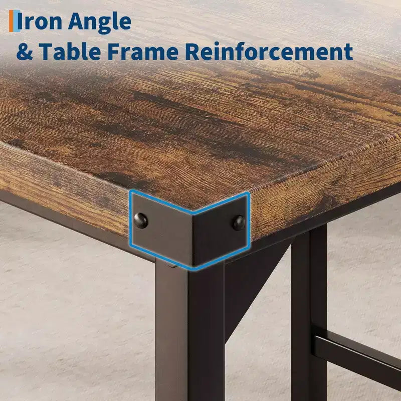 Dining Table Set, Counter Height Table with 4 Upholstered Bar Stools