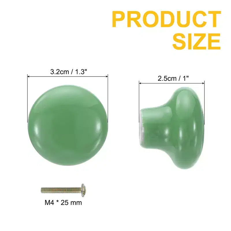 Unique Bargains Round Ceramic Drawer Knobs with Screw for Cupboard Wardrobe 4 Pcs