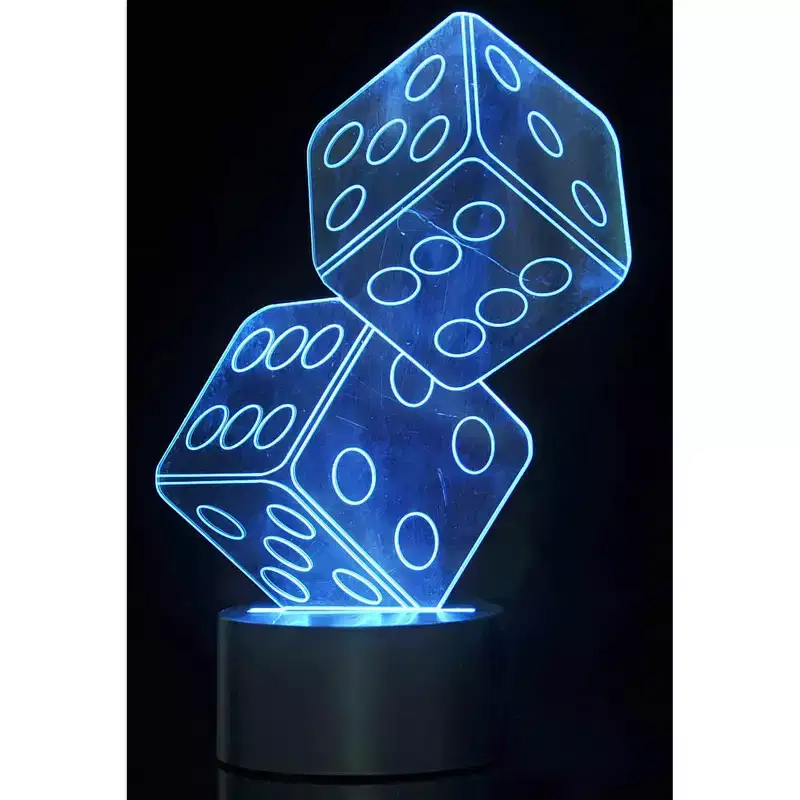 JuzToys 3D Dice Lighting Laser Cut Precision LED Lights