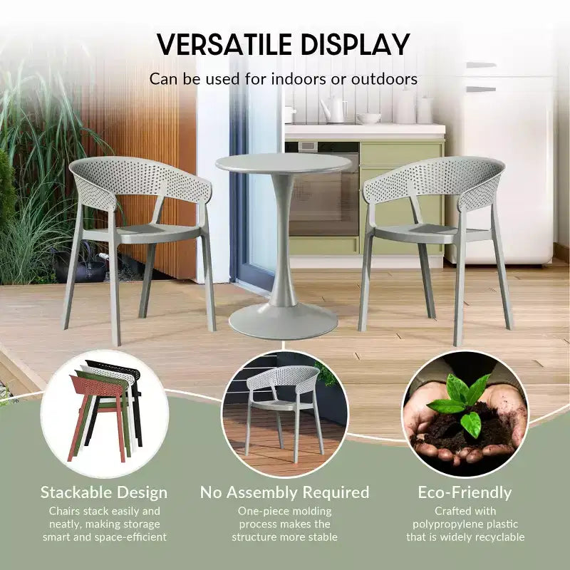 WestinTrends Playa 5-Piece Outdoor Resin Square Patio Dining Table Set with Stackable Patio Dining Chairs