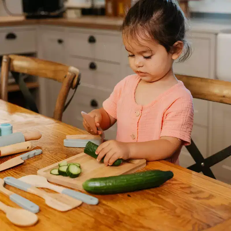 Wooden Cooking & Baking Set for Kids  Safe, Real Kitchen Tools  Durable Utensils, Perfect Gift for Creating Lasting Family Memories