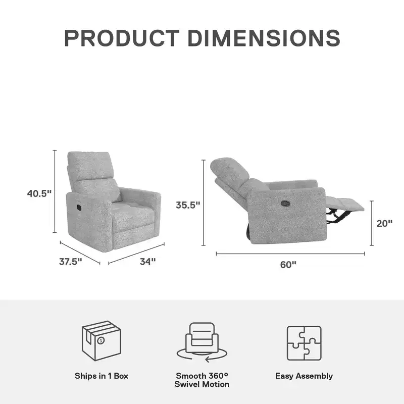 DHP Lukas Swivel Recliner Chair