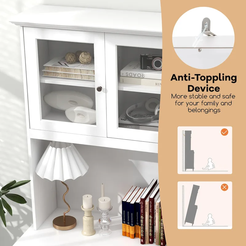 Tall kitchen food storage cabinet with LED lights and