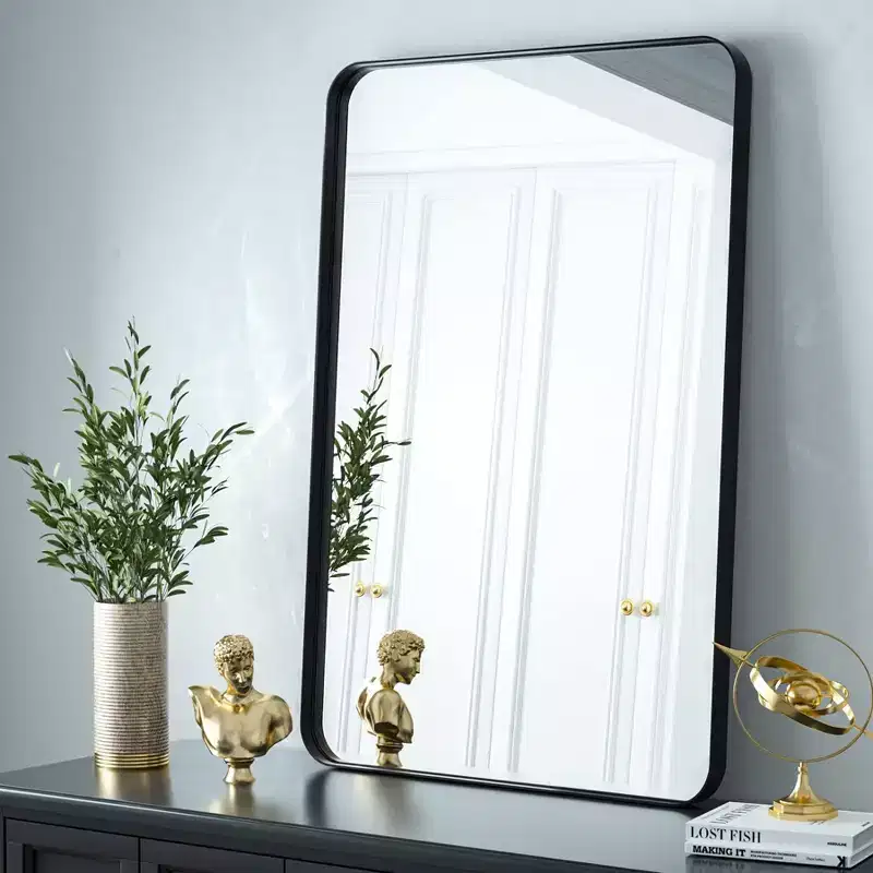 HOMLUX Wall Mount Bathroom Mirror Rectangular Vanity Wall Mirror Vertical Horizontal,Black/Gold