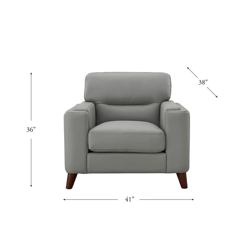 Hydeline Elm Top Grain Leather Chair With Feather, Memory Foam and Springs