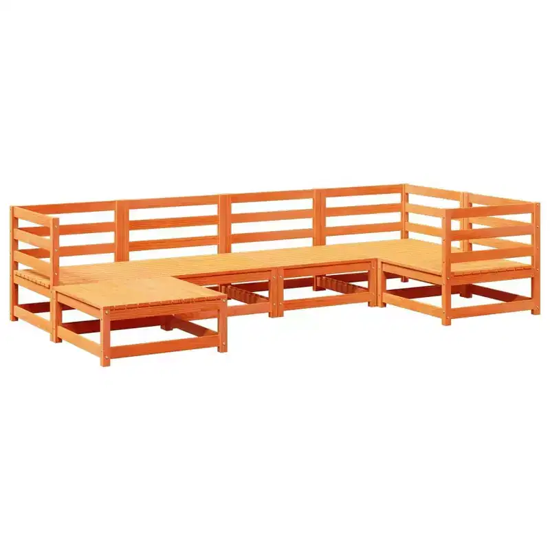 vidaXL Patio Sofa Set Modular Sofas and Footstool 6 Piece Solid Wood Pine