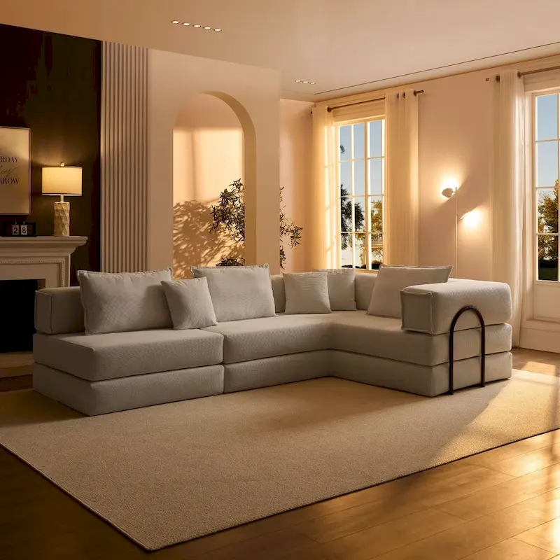 118.2 Oversized Upholstered Sectional Sofa, DIY Corduroy Sofa