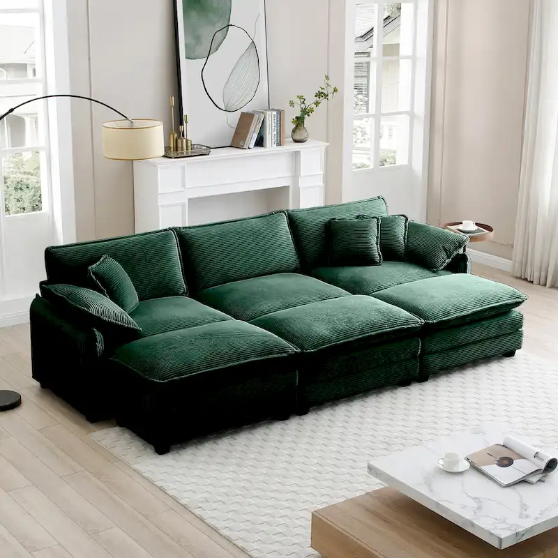 DIY Customization Corduroy Upholstered Armless Modular Sectional Sofa
