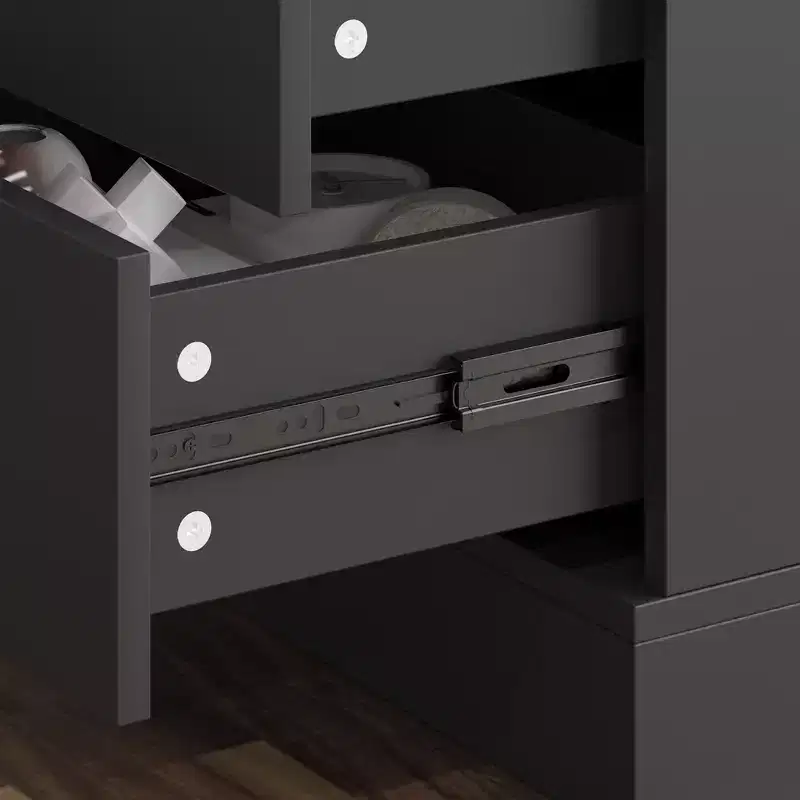 Height-Adjustable Computer Desk Office Desk Standing Desk: L-Shaped Spacious Desktop, Storage Cabinets