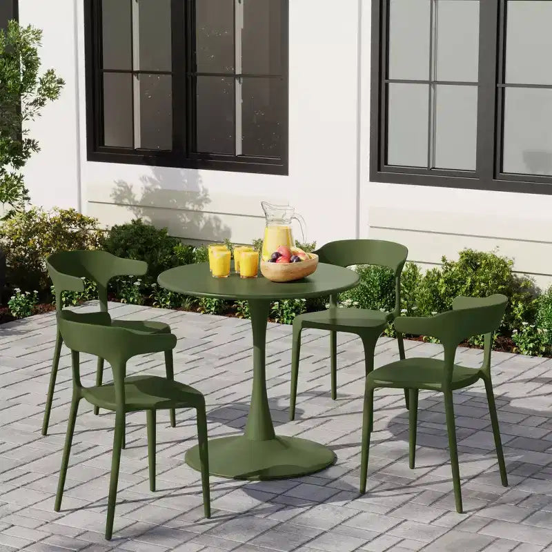 WestinTrends Playa 5-Piece Outdoor Metal Patio Dining Table Set With Stackable Patio Chairs