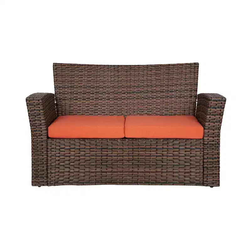 WestinTrends 4 Piece Outdoor Wicker Rattan Conversation Sofa set with Coffee table